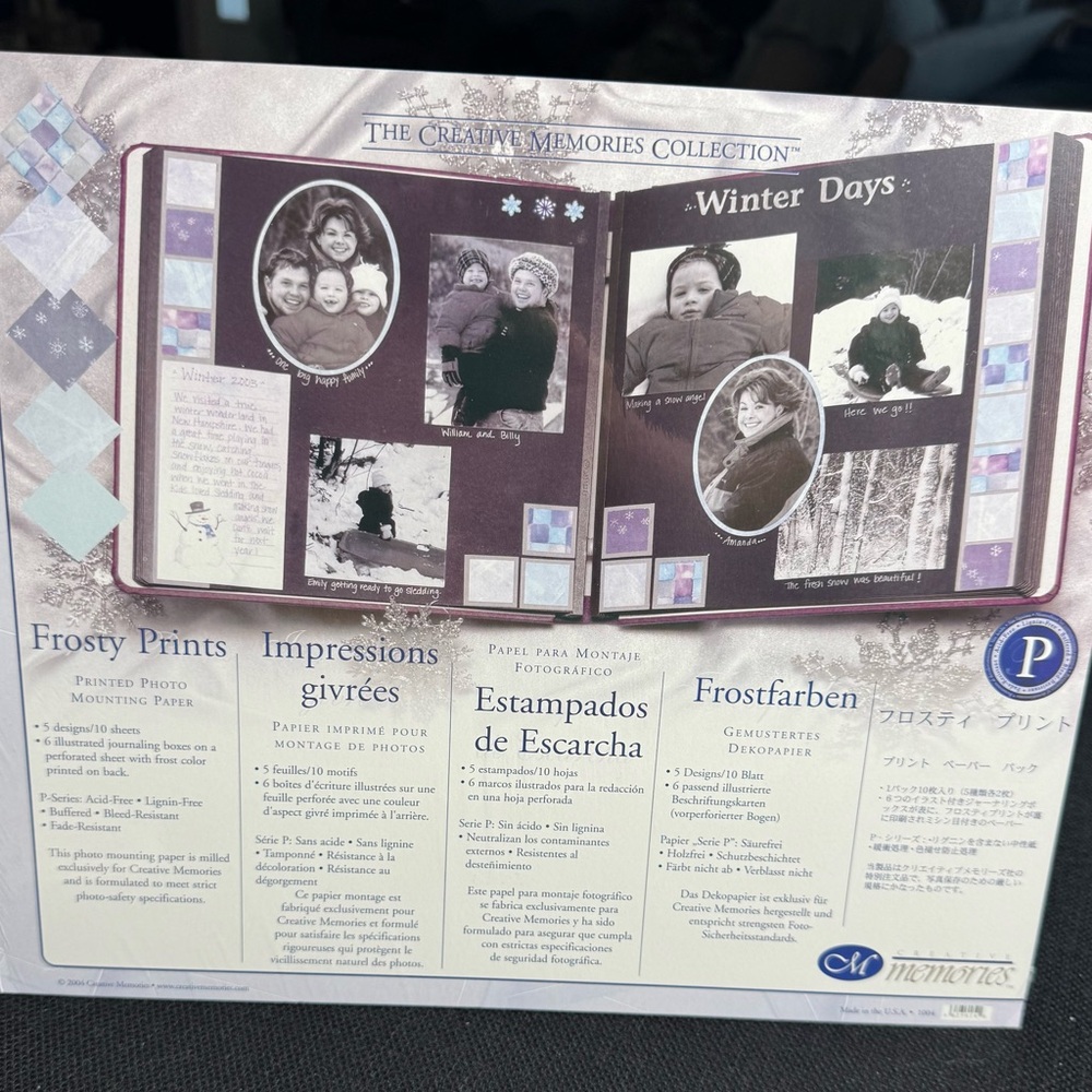 New Creative Memories Collection FROSTY PRINTS Paper Pack Blue Purple Snowflakes
